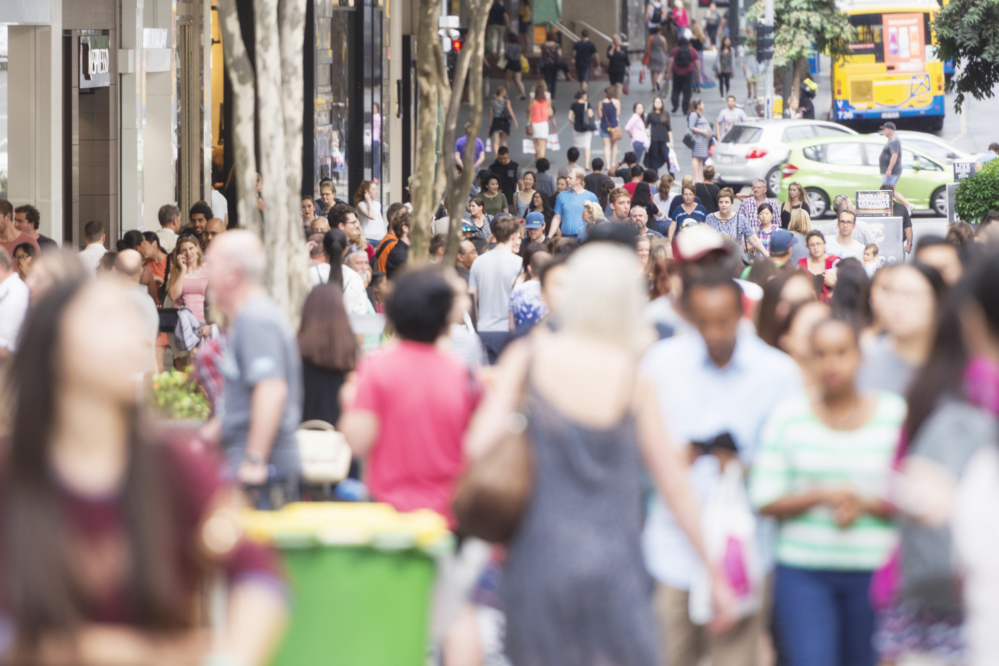 Image of crowded street in Brisbane city