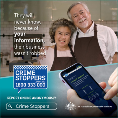 Image promoting Crime Stoppers Day 2023 with smiling couple. 